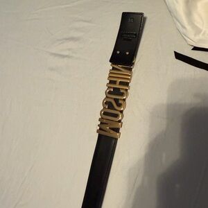 Moschino Black Belt with Gold Logo